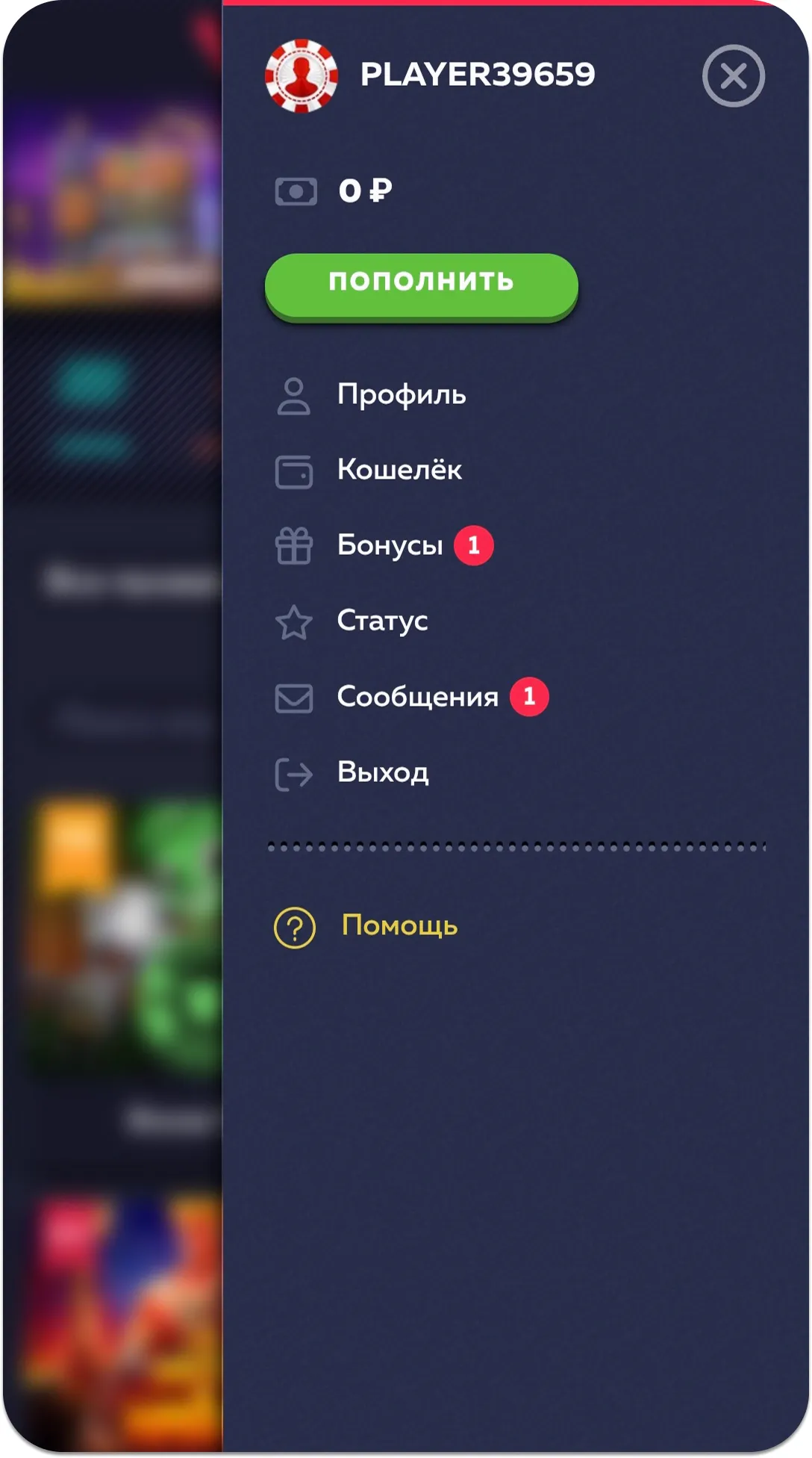 Личный кабинет игрока казино Вавада